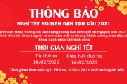 Thông báo nghỉ Tết Nguyên Đán Tân Sửu 2021