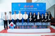 Toàn cảnh lễ ký kết hợp tác chuyên môn giữa Bệnh viện Hùng Vương (Tp.HCM) và Bệnh viện Hùng Vương Gia Lai 